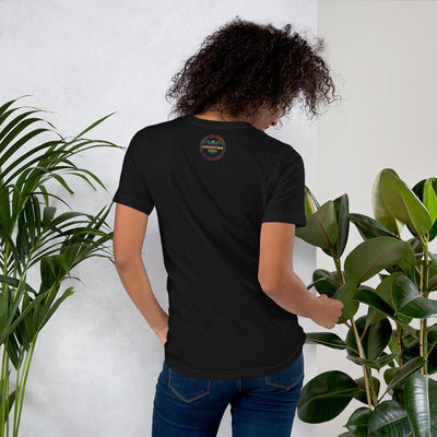 Short-Sleeve Unisex T-Shirt / With gold & multi color logo.