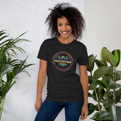 Short-Sleeve Unisex T-Shirt / With gold & multi color logo.