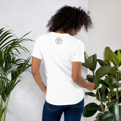 Short-Sleeve Unisex T-Shirt / With gold & multi color logo.