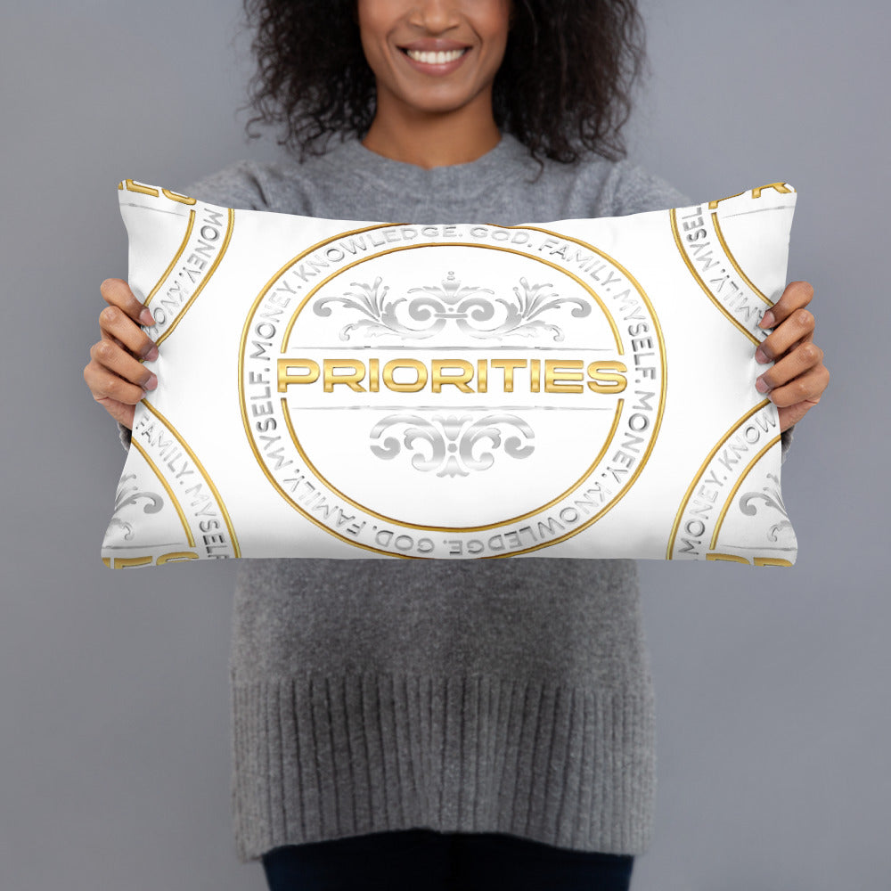 Basic Pillow / With Platinum & Gold PRIORITIES logo.