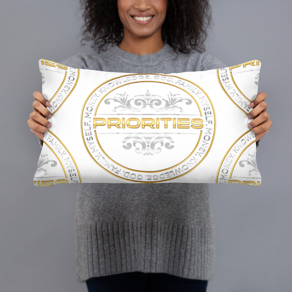 Basic Pillow / With Platinum & Gold PRIORITIES logo.
