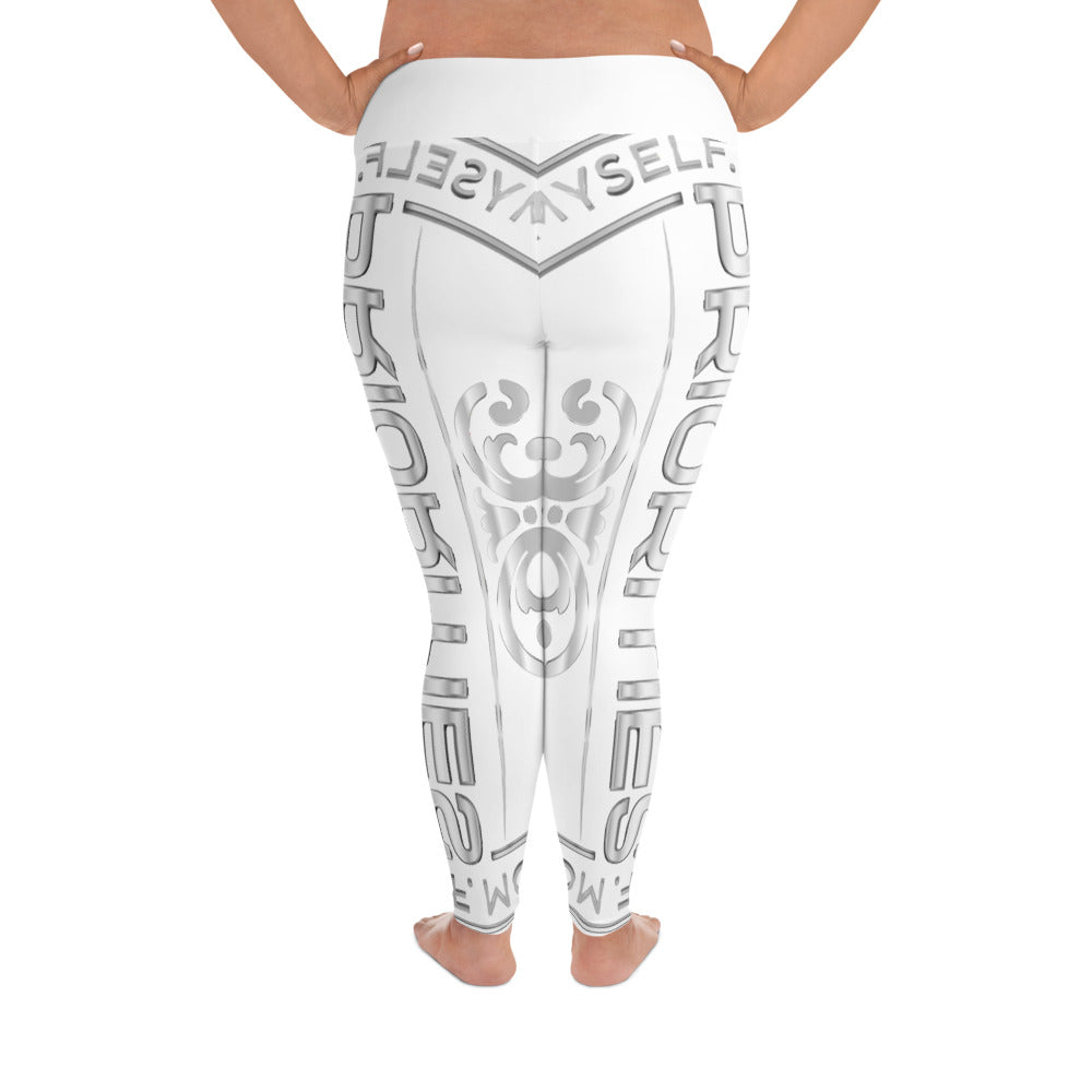 All-Over Print Plus Size Leggings / With all Platinum  Priorities logo