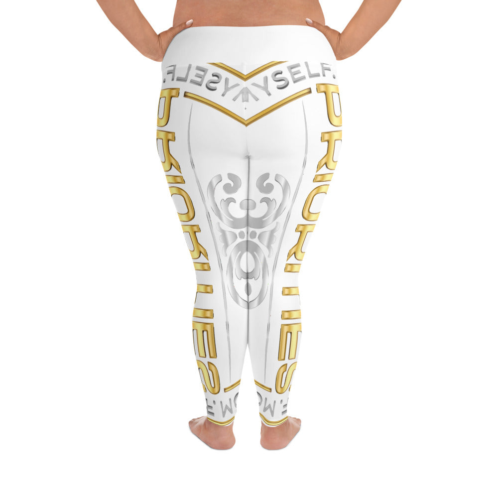 All-Over Print Plus Size Leggings / With Gold & Platinum logo