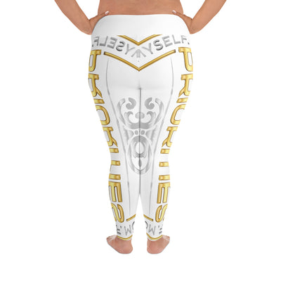 All-Over Print Plus Size Leggings / With Gold & Platinum logo