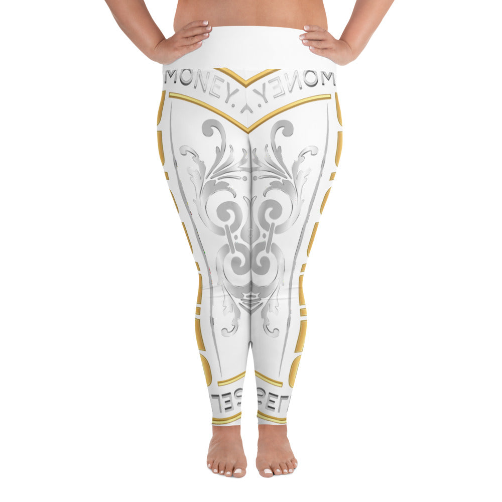 All-Over Print Plus Size Leggings / With Gold & Platinum logo