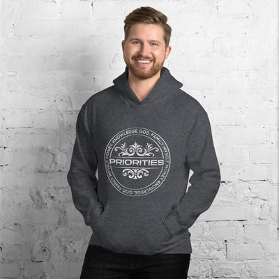 Unisex Hoodie / With the all Platinum PRIORITIES logo.