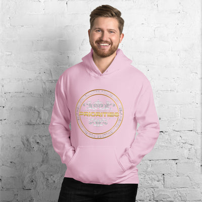 Unisex Hoodie / With the Platinum and Gold PRIORITIES logo.