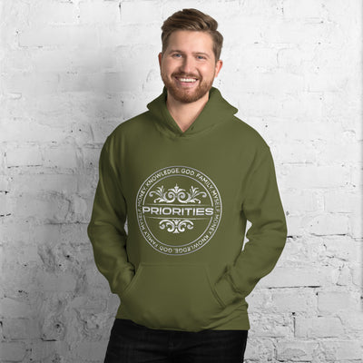 Unisex Hoodie / With the all Platinum PRIORITIES logo.
