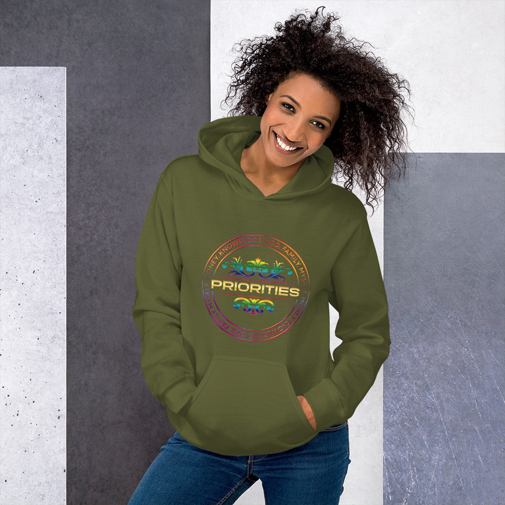 Unisex Hoodie / With multi color & gold logo.