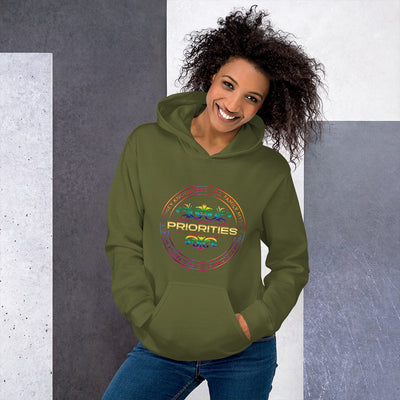 Unisex Hoodie / With multi color & gold logo.