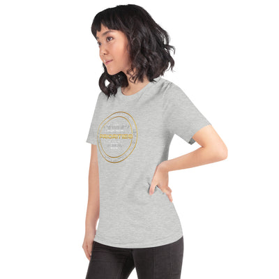 Short-Sleeve Unisex T-Shirt / With Platinum & Gold Priorities logo.
