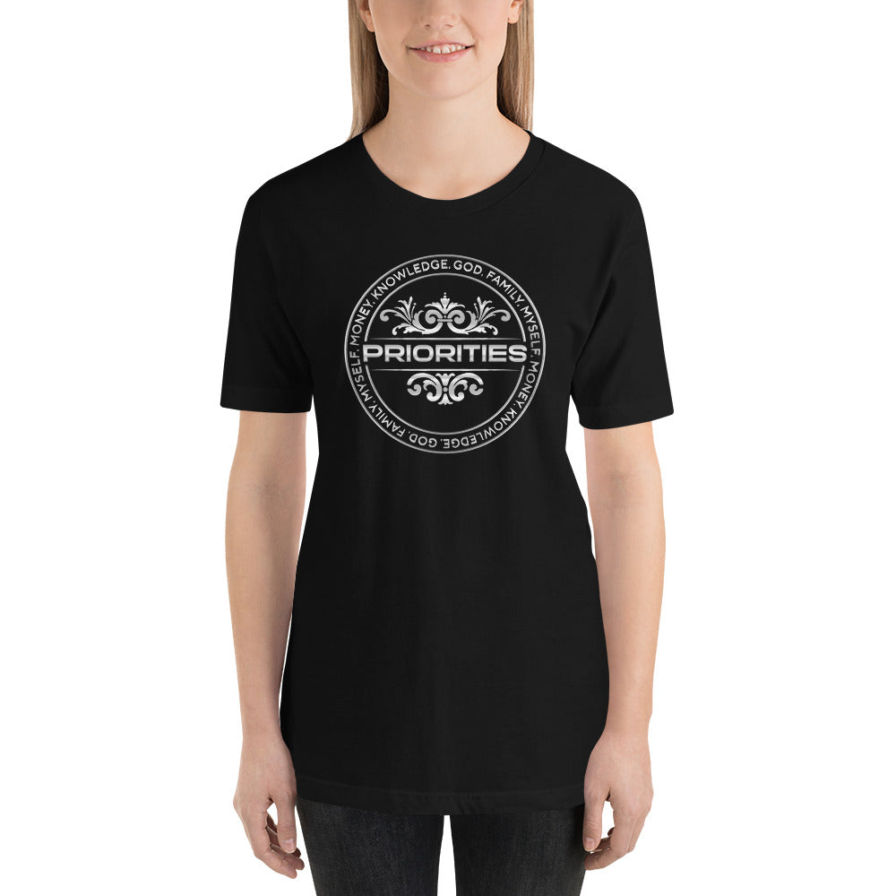 Short-Sleeve Unisex T-Shirt / With the all Platinum Priorities logo
