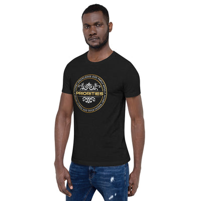 Short-Sleeve Unisex T-Shirt / With the Platinum  & Gold Priorities logo.