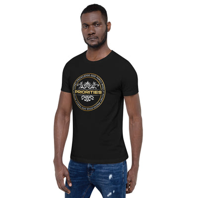 Short-Sleeve Unisex T-Shirt / With the Platinum  & Gold Priorities logo.