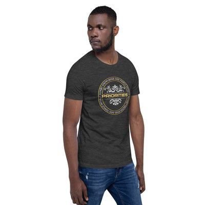 Short-Sleeve Unisex T-Shirt / With the Platinum  & Gold Priorities logo.