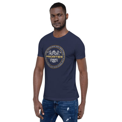 Short-Sleeve Unisex T-Shirt / With the Platinum  & Gold Priorities logo.