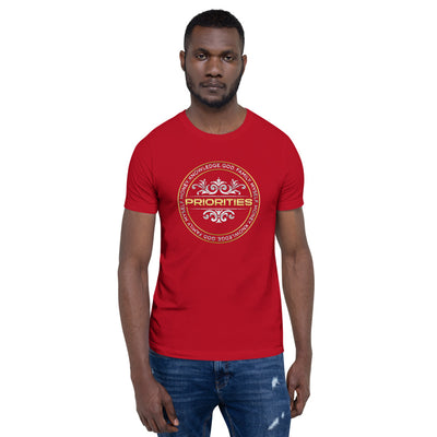 Short-Sleeve Unisex T-Shirt / With the Platinum  & Gold Priorities logo.