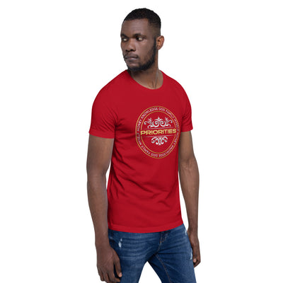 Short-Sleeve Unisex T-Shirt / With the Platinum  & Gold Priorities logo.